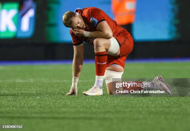 Wales , United Kingdom - 26 October 2024; Kieran Treadwell of Ulster dejected at full time during the United Rugby Championship match between Cardiff...