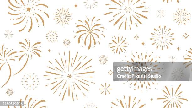 stockillustraties, clipart, cartoons en iconen met fireworks seamless background - vuurwerkshow