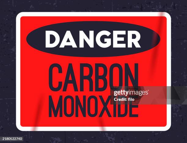 danger carbon monoxide co contamination warning sign sticker label - accidental death stock illustrations