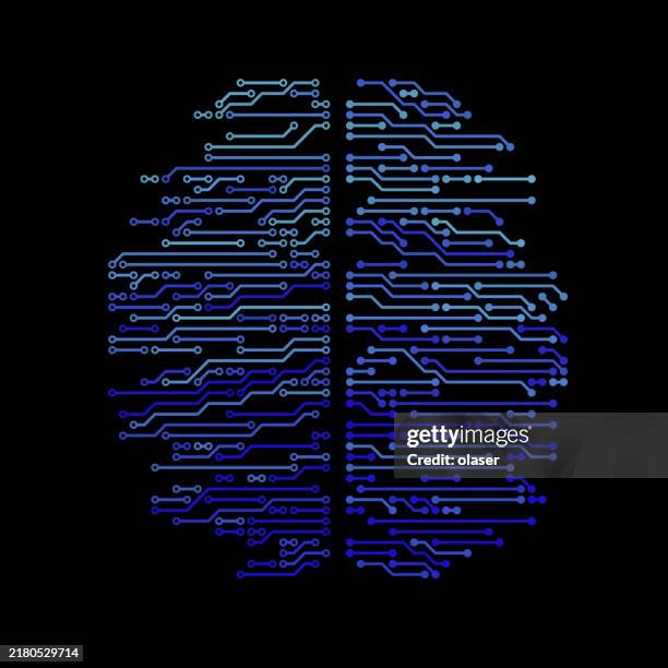 digital brain concept with circuit board pattern - nervous system stock illustrations