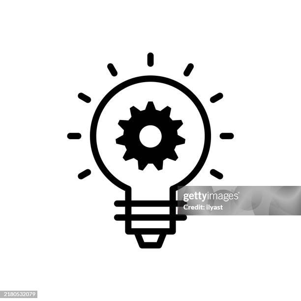 a simple line drawing of creative thinking - energy efficient stock illustrations