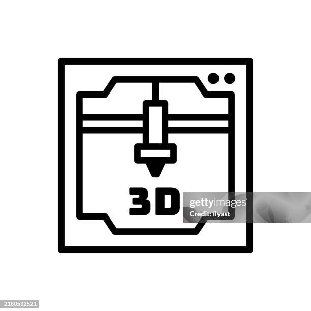 a simple line drawing of 3d printing - plastic model kit stock illustrations