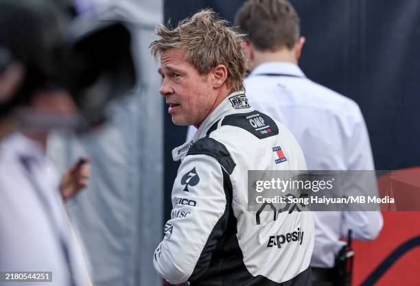 Brad Pitt during qualifying ahead of the F1 Grand Prix of Mexico at Autodromo Hermanos Rodriguez on October 26, 2024 in Mexico City, Mexico.