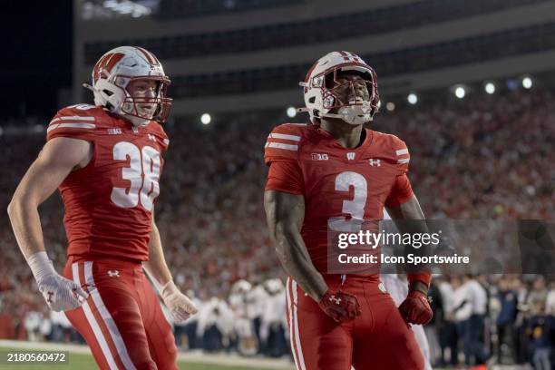 Wisconsin Badgers running back Tawee Walker celebrates his touchdown durning a college football game between the Penn State Nittany Lions and the...
