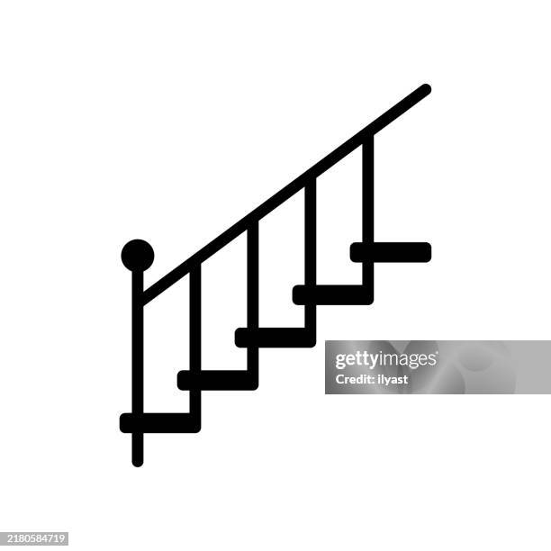 a simple line drawing of staircase - bannister stock illustrations