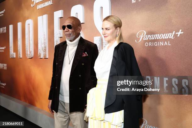Morgan Freeman and Nicole Kidman attend "Lioness" S2 Premiere at Linwood Dunn Theater on October 23, 2024 in Los Angeles, California.