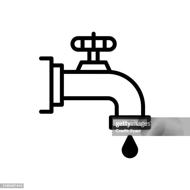 a simple line drawing of a water tap - fountain icon stock illustrations