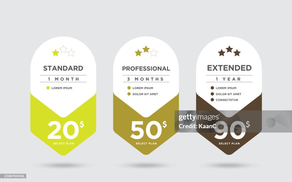 Pricing Packages Comparison stock illustration