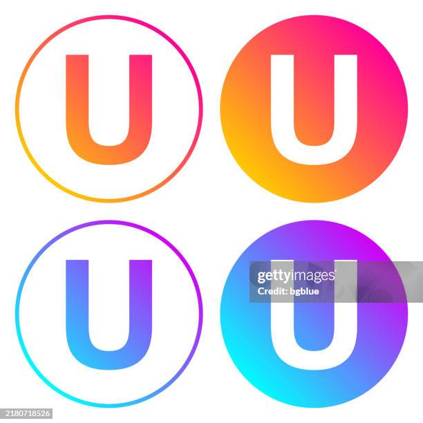letter u. round icons with color gradients - letter u stock illustrations