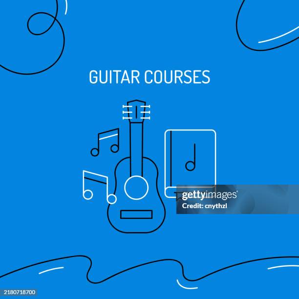 guitar courses related conceptual vector illustration - learning guitar stock illustrations