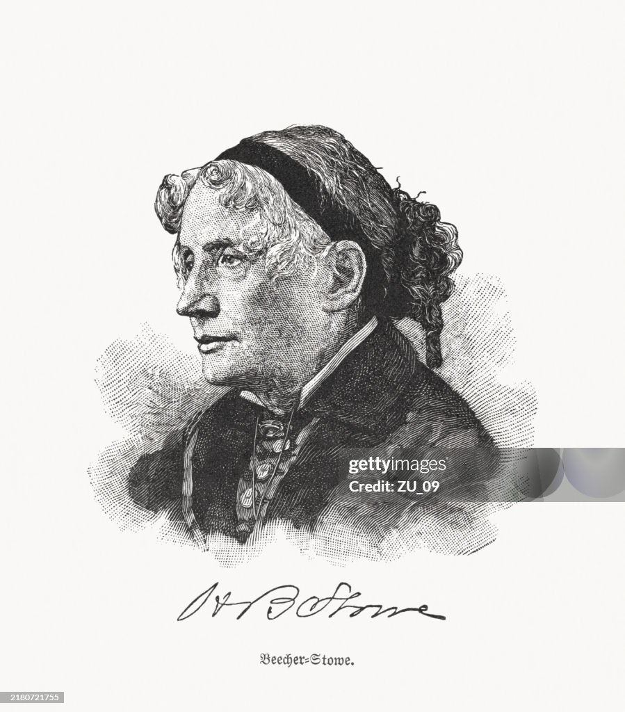 Harriet Beecher Stowe (1811-1896), American writer, wood engraving, published 1895