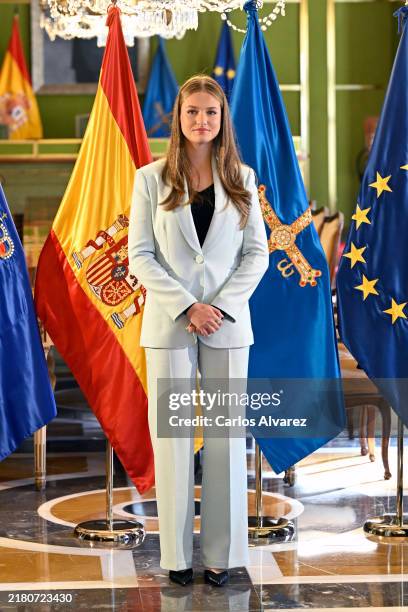 Crown Princess Leonor of Spain, Princess of Asturias, receives the title of Honorary Mayoress of the city of Oviedo at Oviedo City Hall on October...