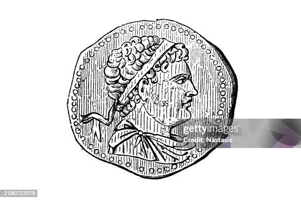 ptolemy iv philopator coin - ptolemy stock illustrations