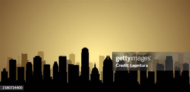 austin skyline silhouette (all buildings are moveable and complete) - austin skyline night stock illustrations