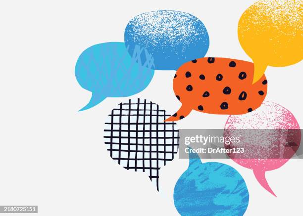 textured speech bubbles background - sharing concept stock illustrations