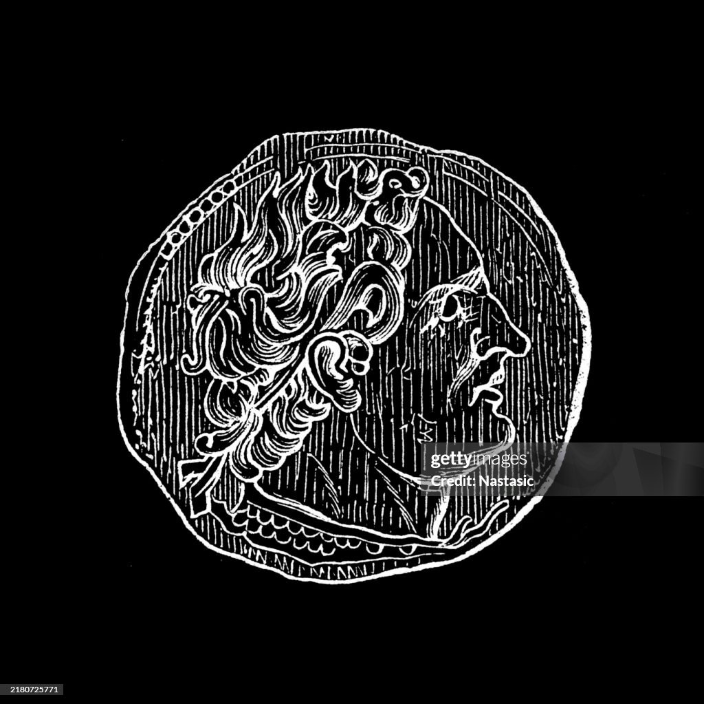 Ancient coin with the portrait of Ptolemy I the Savior Macedonian Greek general