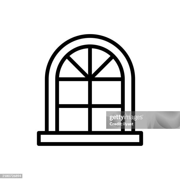bildbanksillustrationer, clip art samt tecknat material och ikoner med a simple line drawing of a window - fönster
