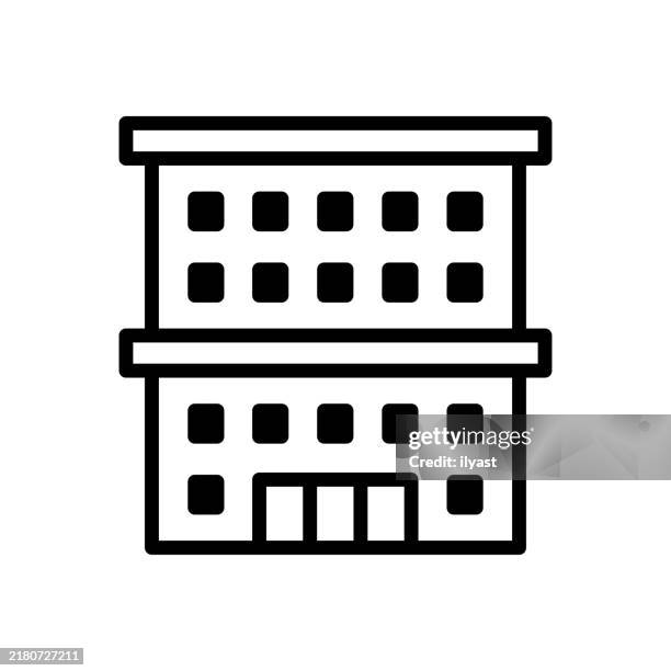 illustrations, cliparts, dessins animés et icônes de a simple line drawing of an office building - siège social