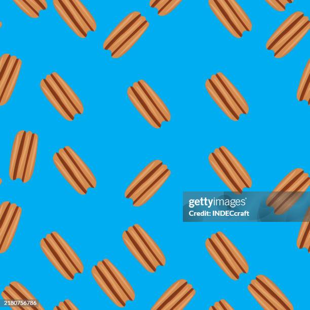 pecan nut seamless pattern - pecans isolated stock illustrations