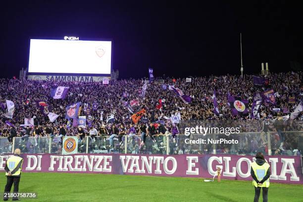 Supporters of ACF Fiorentina during the Italian Serie A football match between ACF Fiorentina and AS Roma ,on October 27,2024 at the Artemio-Franchi...