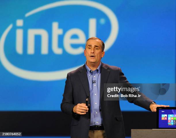 Brian Krzanich, Intel's Chief Executive Officer during a keynote speech prior to opening of 2014 International CES , January 6, 2014 in Las Vegas,...