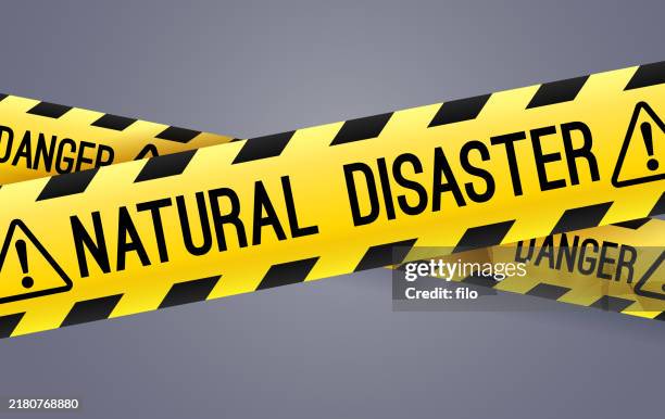 Natural Disaster Danger Caution Warning Barrier Tape High-Res Vector ...