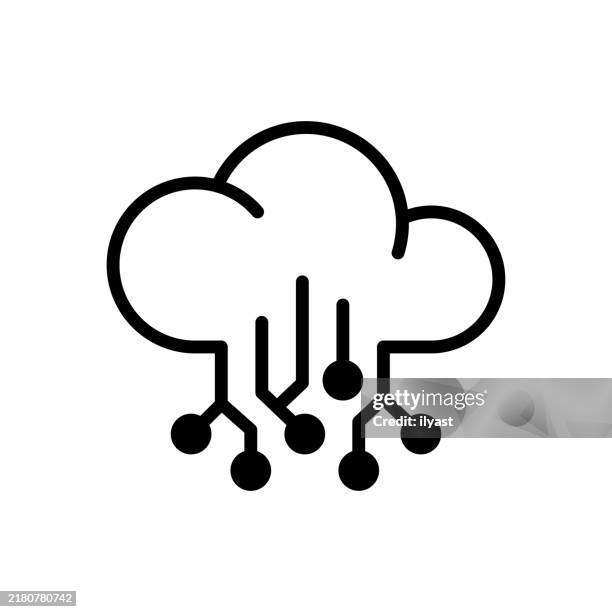 illustrazioni stock, clip art, cartoni animati e icone di tendenza di un semplice disegno al tratto del cloud computing - digital transformation