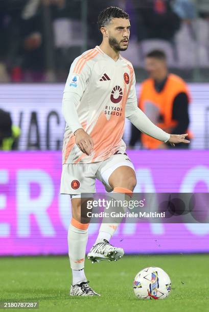 Mario Hermoso of AS Roma in action during the Serie A match between Fiorentina and AS Roma at Stadio Artemio Franchi on October 27, 2024 in Florence,...