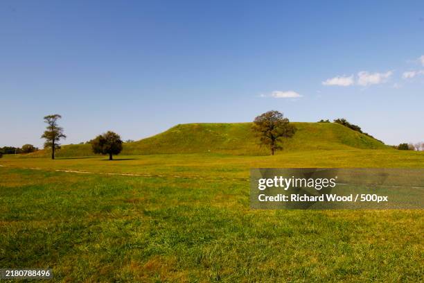 monks mound,cahokia mounds state historic site,collinsville,illinois - cahokia stock pictures, royalty-free photos & images