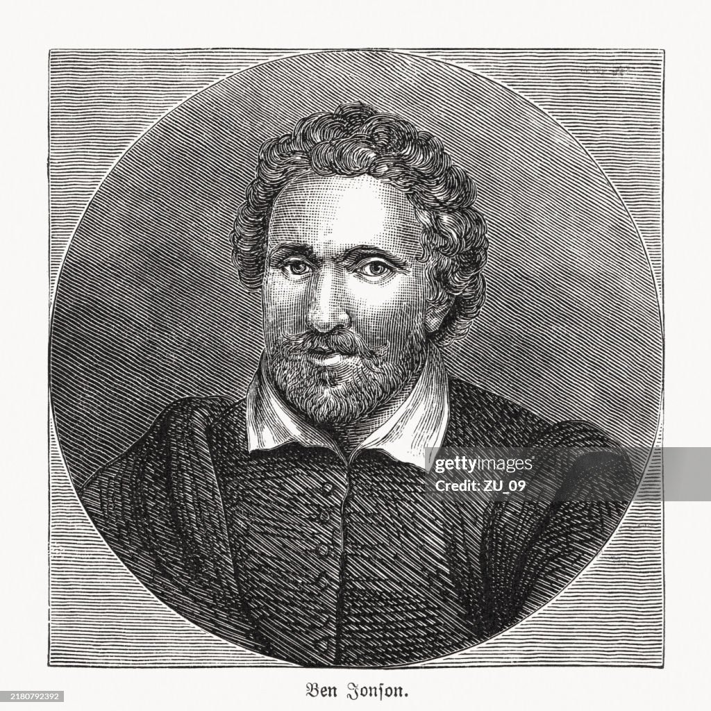 Ben Johnson Renaissance Benjamin Jonson English Playwright And Poet Woodcut Published 1895 High ...