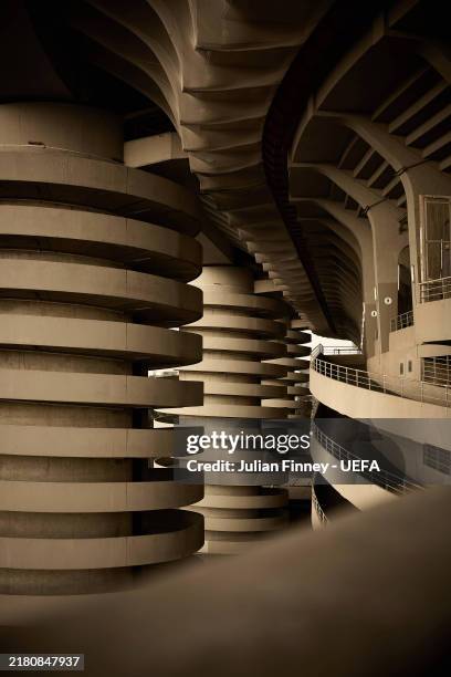 General view outside the stadium prior to the UEFA Champions League 2024/25 League Phase MD3 match between AC Milan and Club Brugge KV at Stadio San...