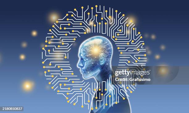 deep learning of artificial intelligence with neural network and circuit board - eeg stock illustrations
