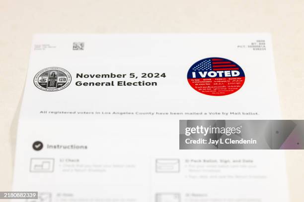 Vote by mail ballot for the 2024 general election, sent to all registered voters in Los Angeles County, that must be returned or postmarked by...