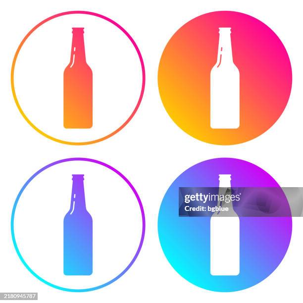 beer bottle. round icons with color gradients - cold beer stock illustrations