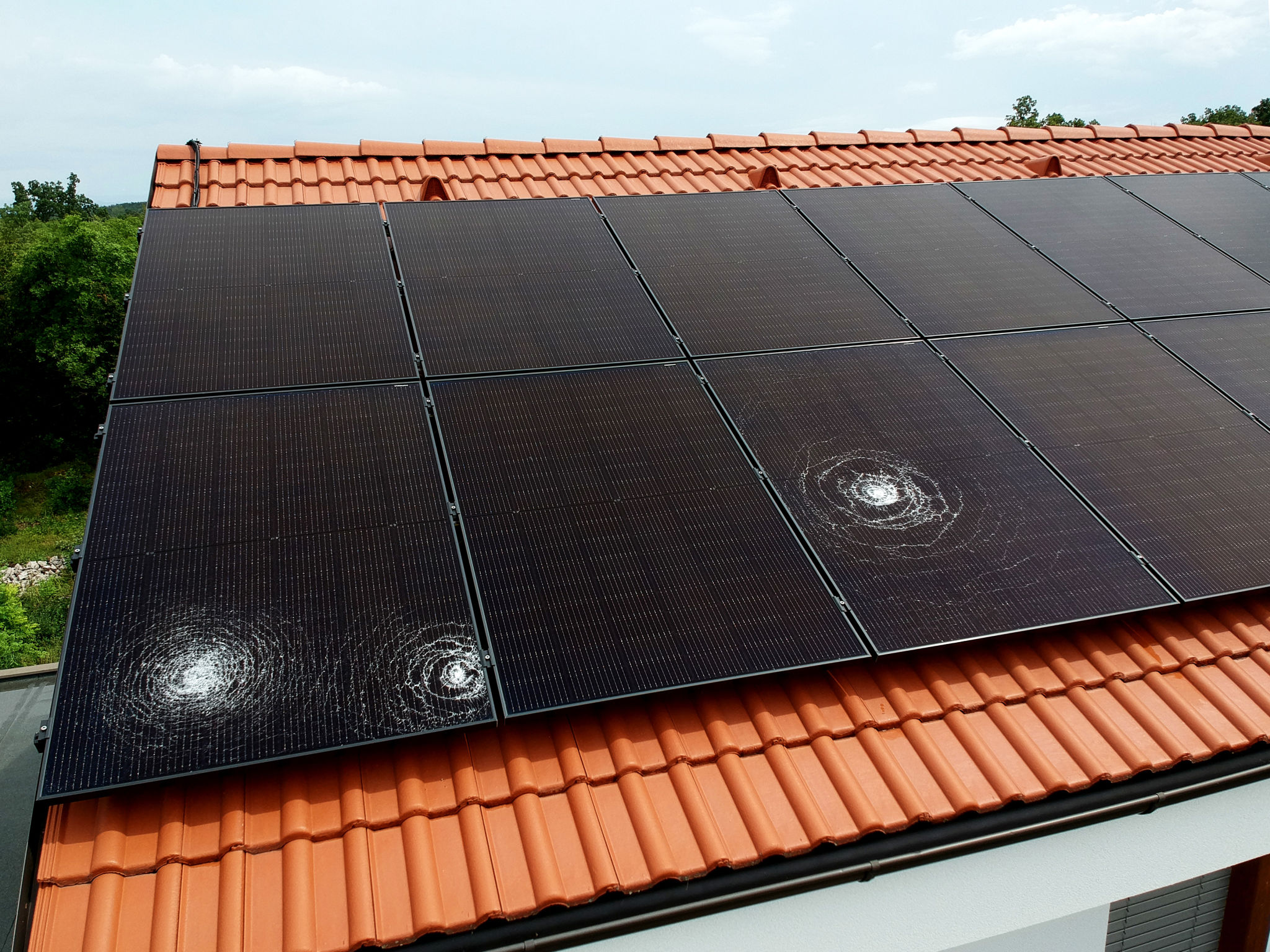 damaged solar panel
