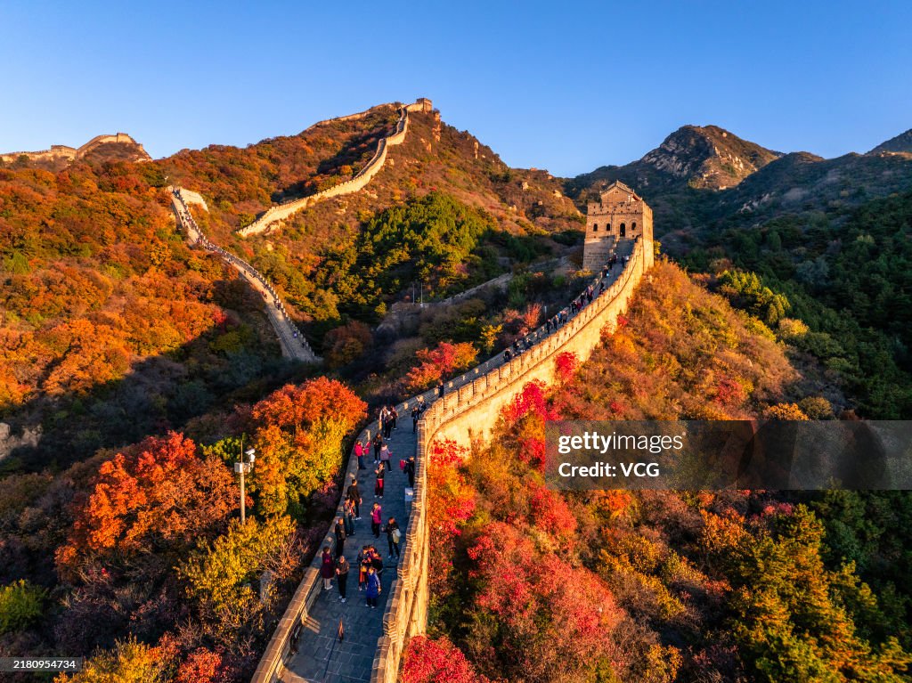 Stunning Autumn Scenery Of Badaling Great Wall In Beijing