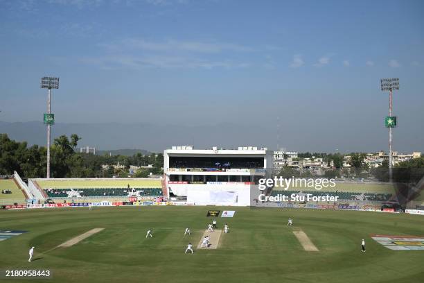 General view of the action during day two of the 3rd Test Match between Pakistan and England at Rawalpindi Cricket Stadium on October 25, 2024 in...