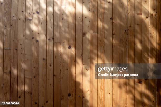 warm wood wall with sun-dappled light - wood lamination stock pictures, royalty-free photos & images