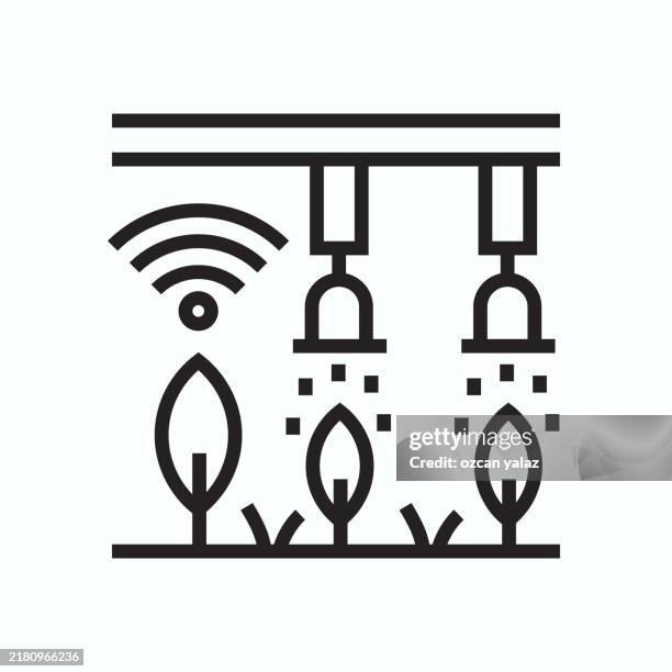 smart city related line icons set. editable stroke. - security camera view stock illustrations