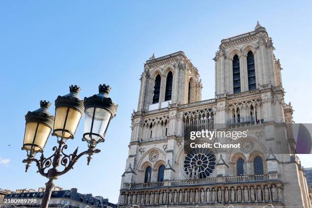 Notre-Dame de Paris Cathedral is seen a few weeks before its reopening to the public scheduled for December 7, 2024 on October 25, 2024 in Paris,...