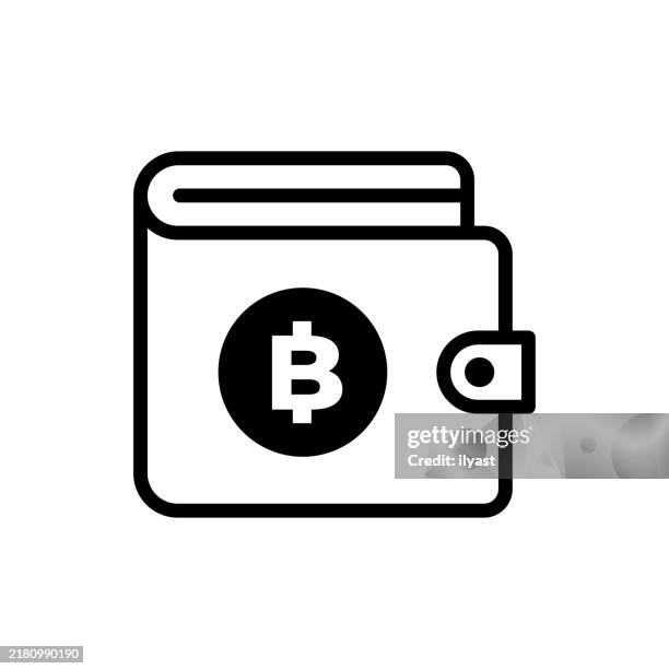 ilustraciones, imágenes clip art, dibujos animados e iconos de stock de un simple dibujo lineal de cryptocurrency wallet - cartera vacía