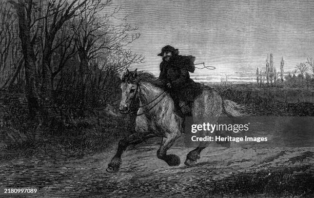 The Belated Traveller, by Heywood Hardy, 1871. 'This vigorous drawing which we have engraved from the exhibition at the Dudley Gallery, has a...