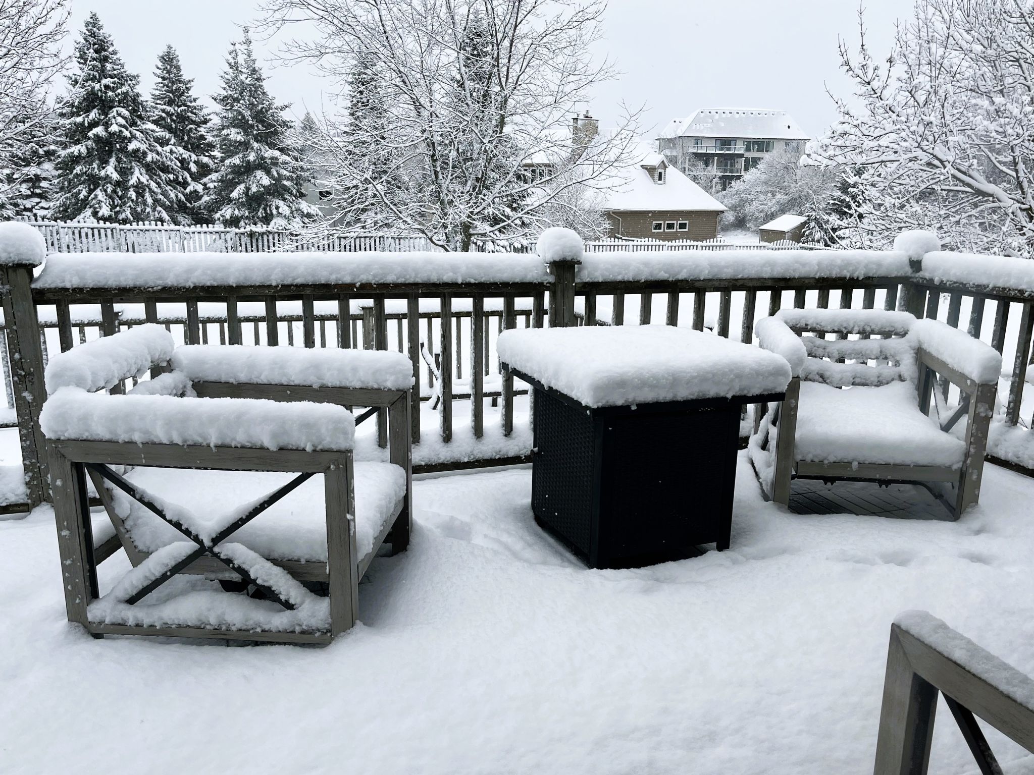 snow on pergola