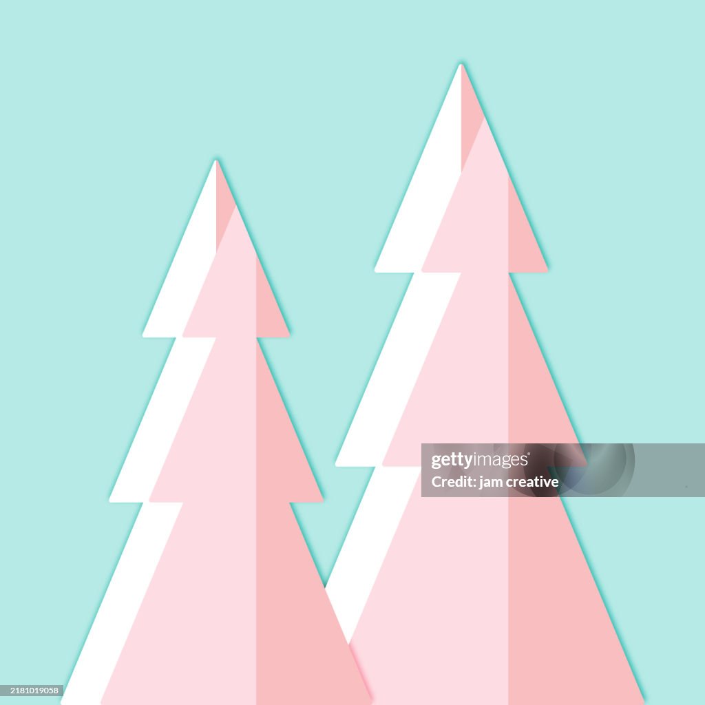 Festive Pink Flocked Trees