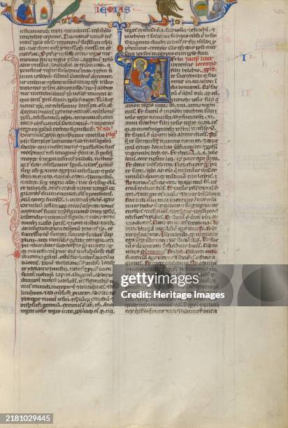 Jeremiah Offering a Chalice to a Group of Followers; Abbey Bible, circa 1250-1262. Creator: Unknown.