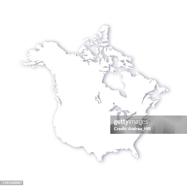north america map with a soft drop shadow vector map - black and white map of the united states stock illustrations