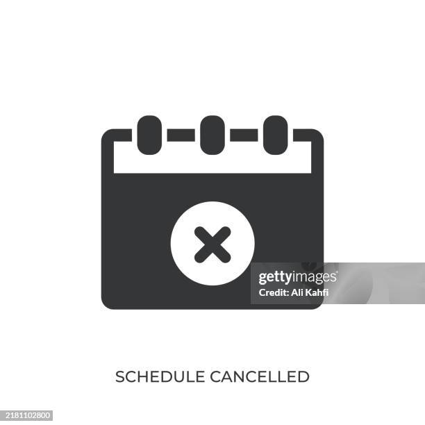 schedule cancelled glyph solid icon. solid icon that can be applied anywhere, simple, pixel perfect and modern style - calendar x stock illustrations