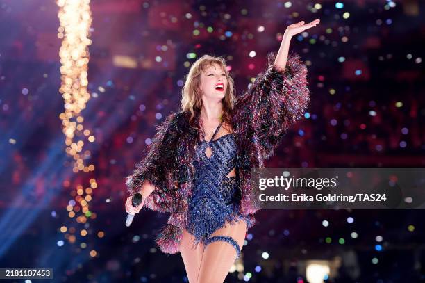 Taylor Swift performs onstage during "Taylor Swift | The Eras Tour" at Caesars Superdome on October 25, 2024 in New Orleans, Louisiana.