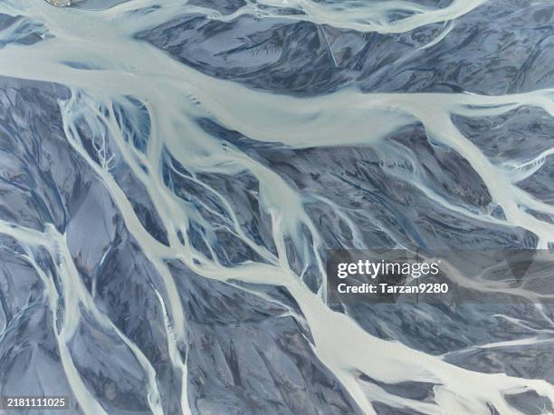 the pattern of river flows on the earth, iceland - calcite stock pictures, royalty-free photos & images