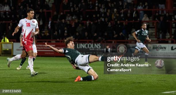 Bolton Wanderers' Dion Charles scoring his side's fourth goal during the Sky Bet League One match between Stevenage and Bolton Wanderers at Broadhall...